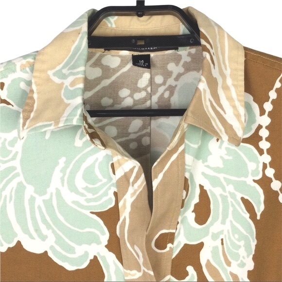 Vintage Linda Allard Ellen Tracy Blazer Button Up Tan Brown & Teal Women’s 14 - Picture 3 of 14